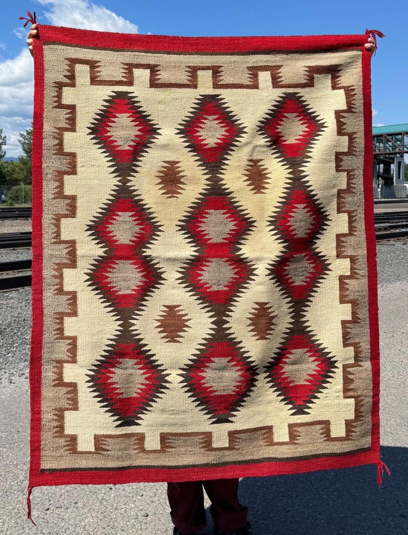 Navajo Indian Ganado Eye Dazzler Rug: 43 1/2" by 56"