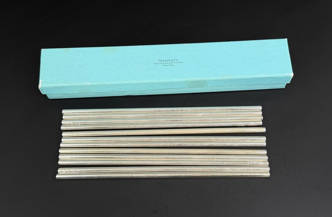 Tiffany & Co Sterling Silver Cocktail Straw Set: 7 1/4" long, 108 grams. Group of 12.