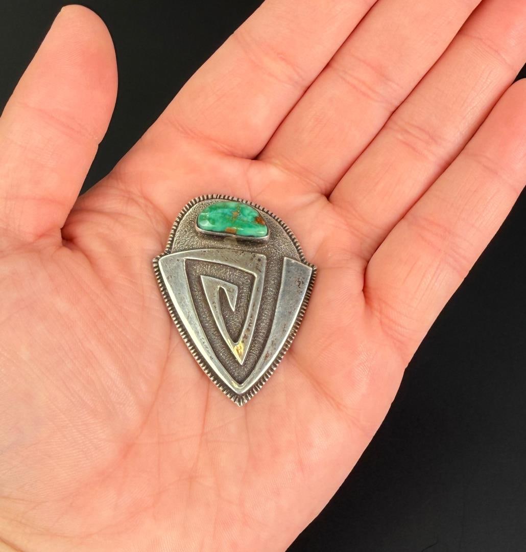 Leonard Gene Navajo Sterling Turquoise Brooch (1 of 4)