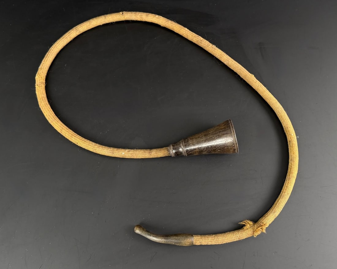 Civil War Ebony Ear Trumpet Hearing Aid: 40" long.