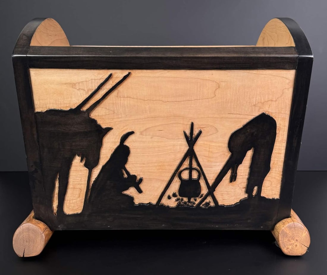 Marc Taggart Thomas Molesworth Style Magazine Rack: 20" by 15 7/8" by 12". Custom Made by Marc Taggart of Wyoming.