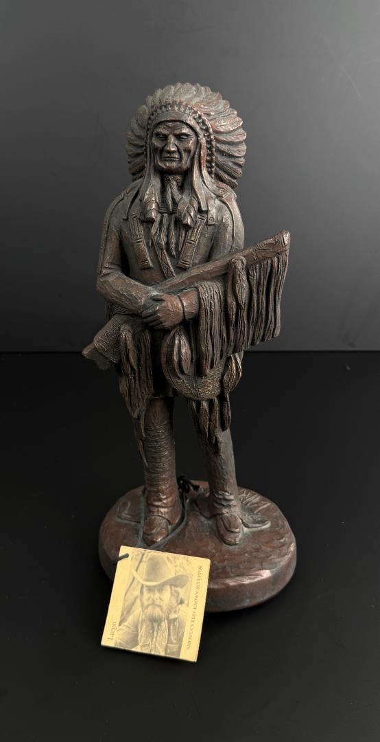 Largo Resin Indian Sculpture: 13 1/2" by 6" by 5 1/8".