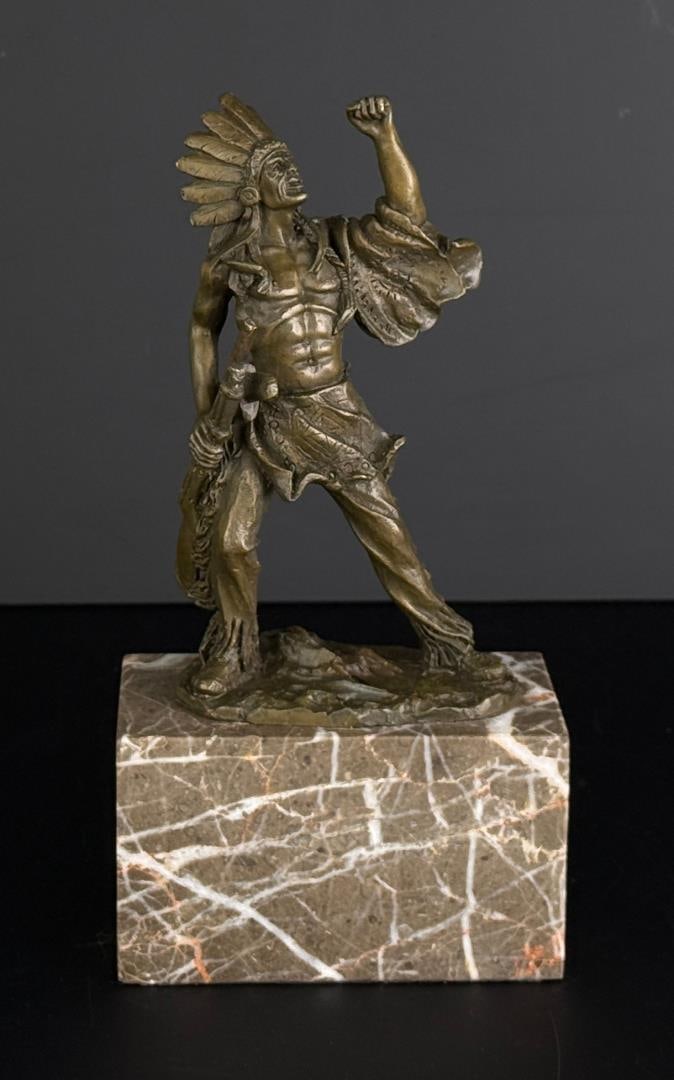 Coypel Native American Indian Bronze: 9 1/4" by 4 3/4" by 2 7/8"