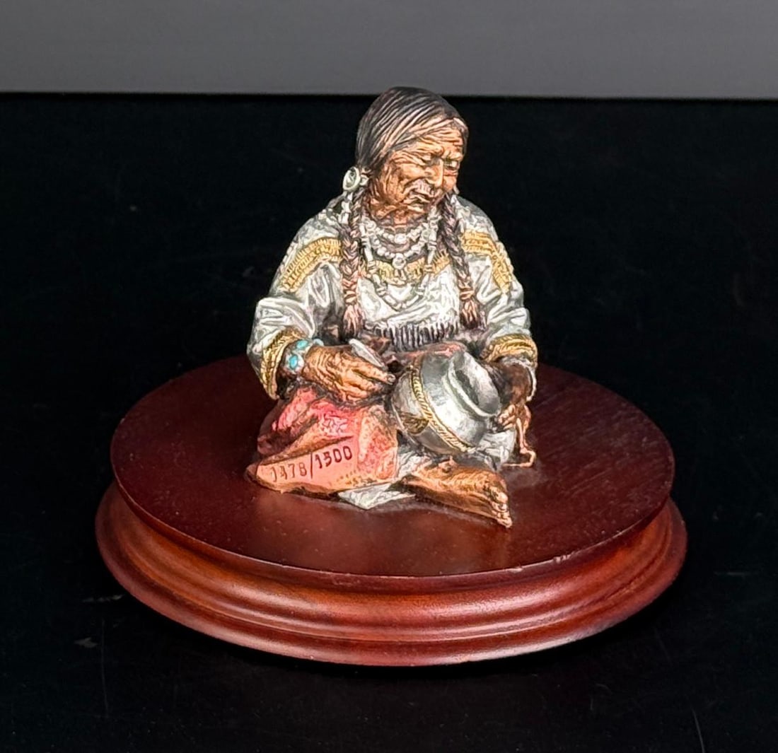 Christopher Pardell Indian Potter Pewter Sculpture (1 of 8)