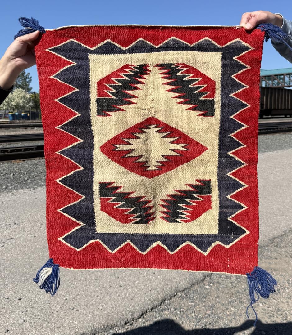 Navajo Indian Germantown Transitional Blanket Rug: 24" by 29 1/2".