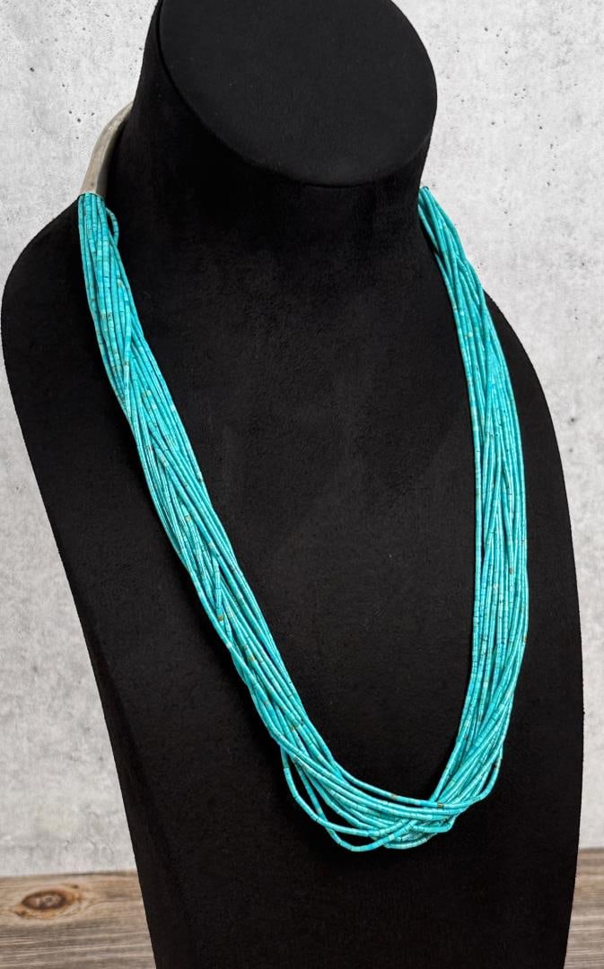 Santo Domingo Pueblo Rolled Turquoise Necklace (1 of 6)