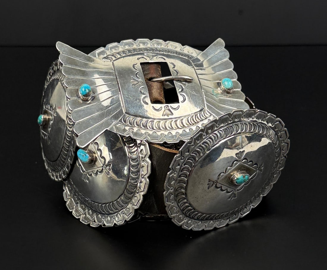 Exceptional Navajo Sterling Turquoise Concho Belt (1 of 8)