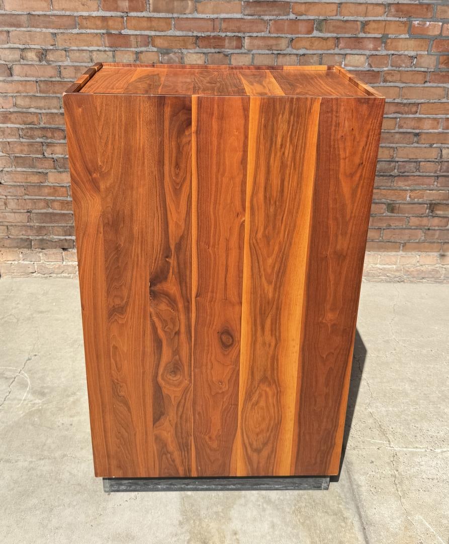 Danish Modern Rosewood Display Pedestal: 30" by 20" by 50". Some scratches and cracks throughout as shown. Provenance: Estate of John J. LoMonaco.