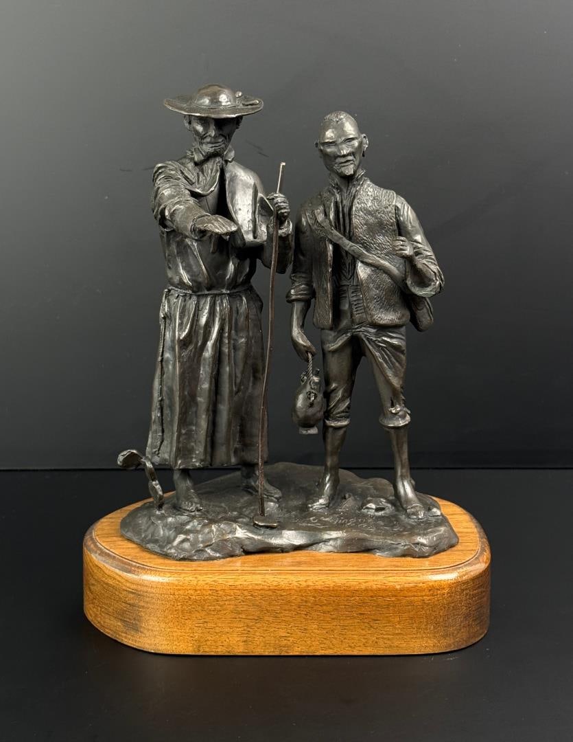 Curtis Wingate The Jesuit Bronze: Title is The Jesuit. 11 1/4" by 8 1/4" by 8". Curtis Wingate. 1926 Dennison, Texas - 1982. Known for: Western genre, horse, sculptor. Curtis Wingate was born in Denison, Texas but most of his life was
