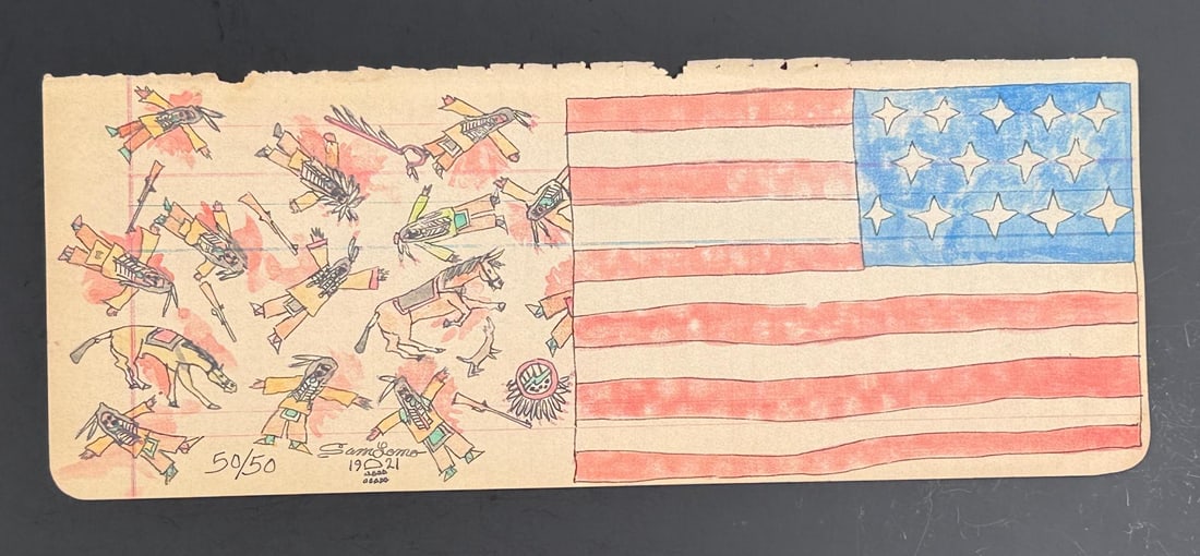 Sam Lomo American Flag Ledger Art Painting (1 of 4)