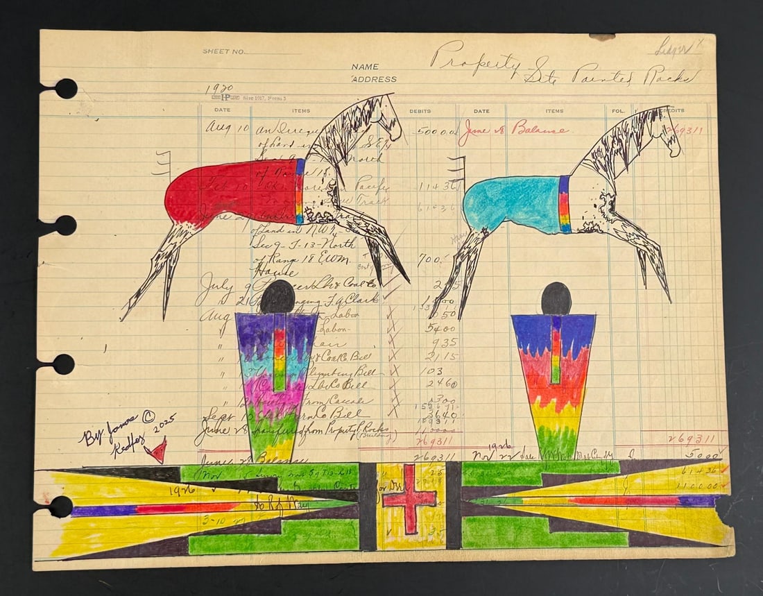 James Red Fox Blackfoot Ledger Art Painting (1 of 4)