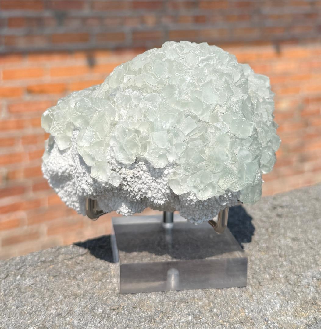 Blue Cubic Sugar Fluorite Mineral Specimen: 4 1/2" by 3 1/2" by 3". 976 grams.