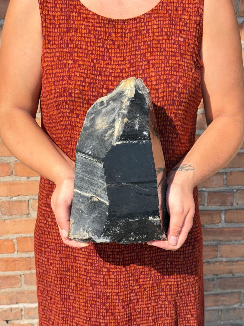 Large Butte Montana Smoky Quartz Crystal: 11" by 6 5/8" by 6 1/4". 20.4lbs
