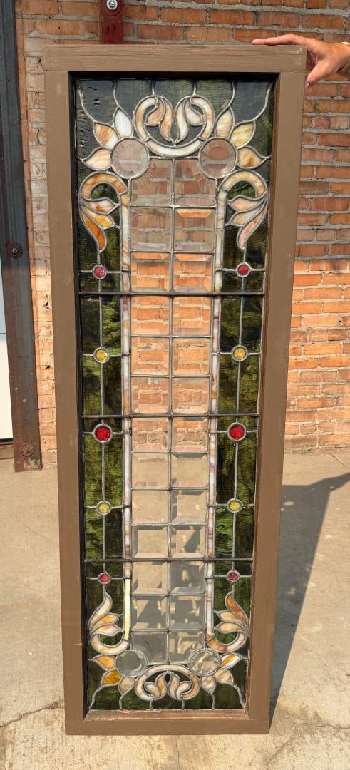 Antique Butte Montana Stained Glass Window: 20" by 62".