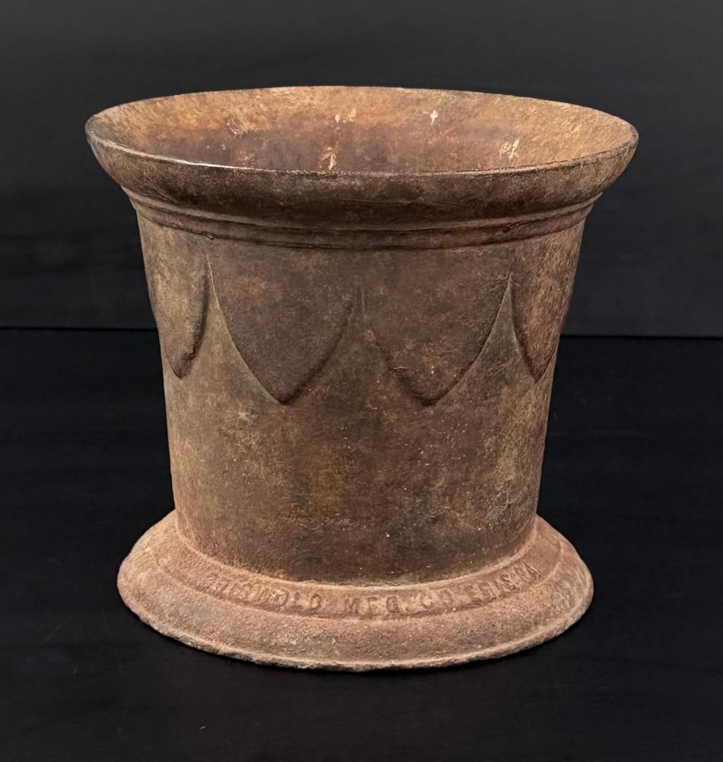 Griswold 2 Q Cast Iron Pharmacy Mortar: 5 7/8" diameter by 6 7/8" tall.