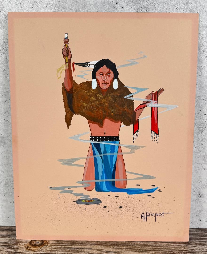 Algie Piapot Gouache Indian Painting (1 of 4)