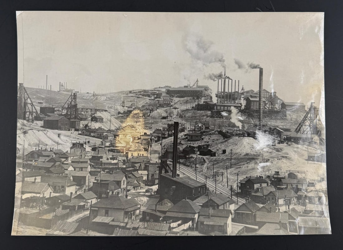 Smithers Butte Montana Photo: 10 1/2" by 14 3/4". Smithers photography studio. Damage as shown. Nice early image of the industrial activities in Butte.