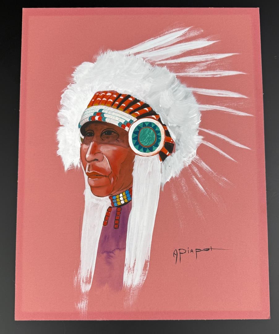 Algie Piapot Gouache Indian Painting (1 of 4)