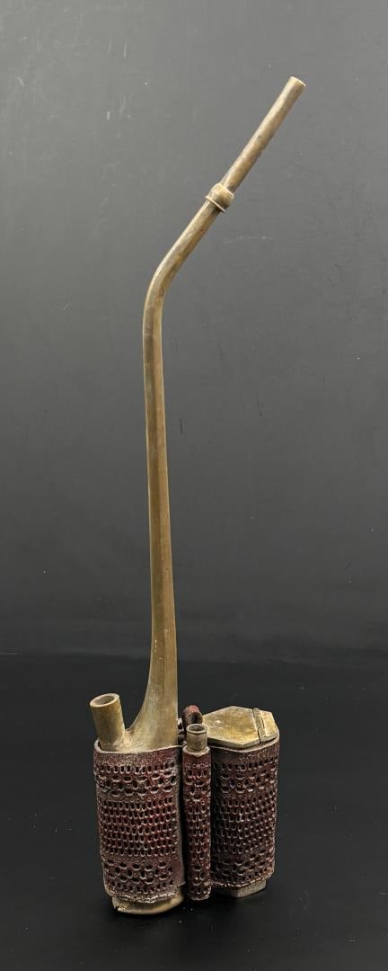 Butte Montana Brass Chinese Opium Pipe: 15" tall.