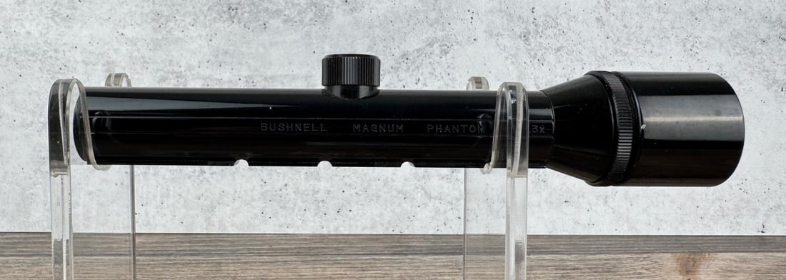 1.3x Bushnell Magnum Phantom Rifle Scope: Standard reticle. Used on Thompson contender.