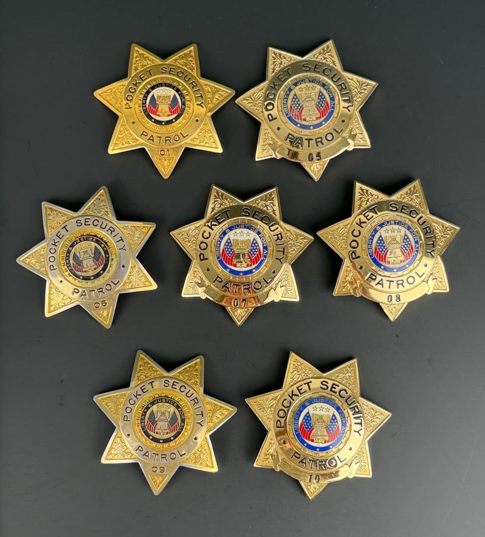 California Pocket Patrol Security Badges: Nice grouping