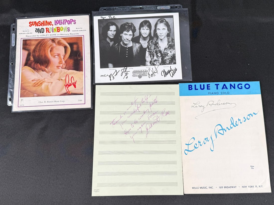 Group of Musician Autographs Signatures: Signatures include Leroy Anderson, Lesley Gore, the members of Steppenwolf, and David Rose.