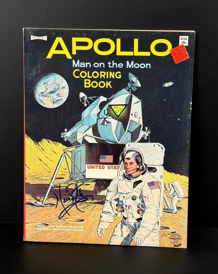 Neil Armstrong Signed Apollo Coloring Book (1 of 9)