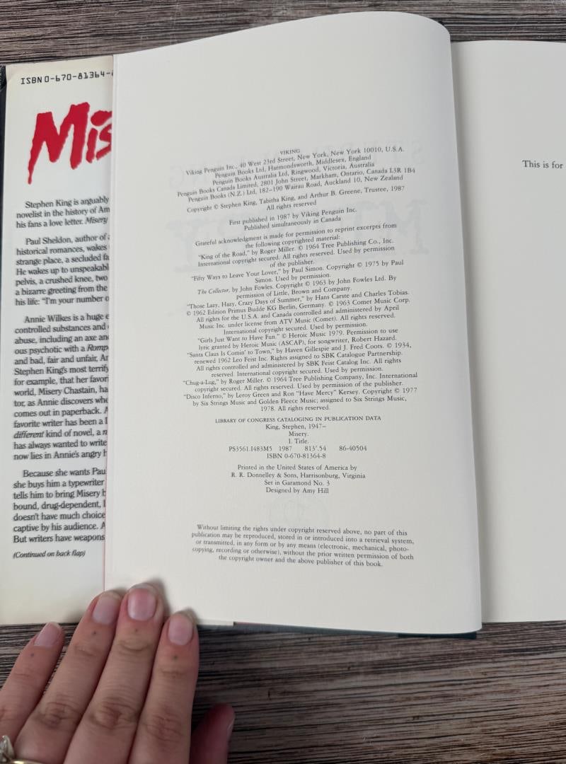 Misery Author Signed - 7
