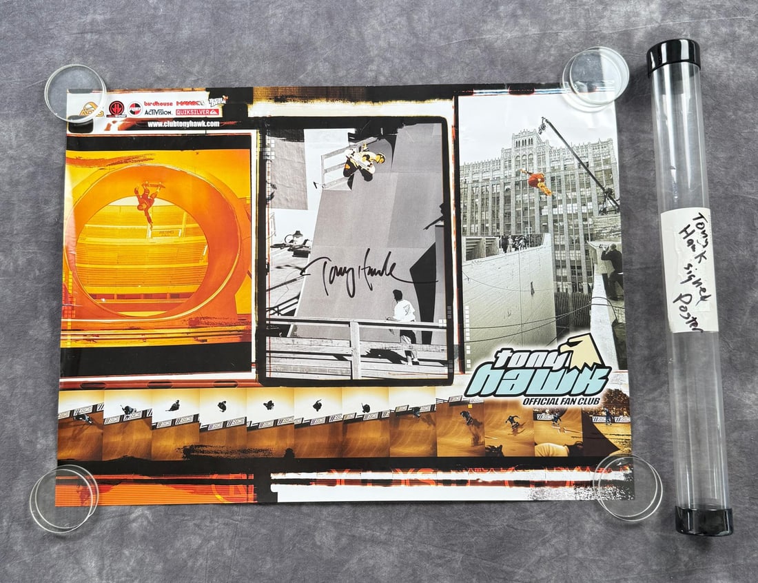 Tony Hawk Signed Fan Club Poster: 18" by 24" comes with protective poster tube.