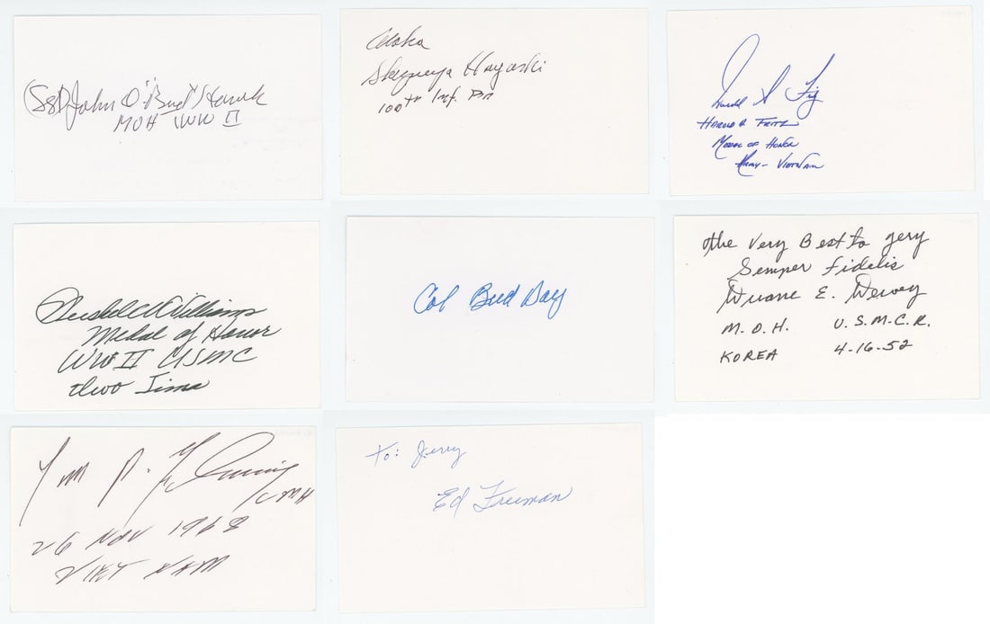 Collection of Medal of Honor Recipient Signatures: Nice grouping