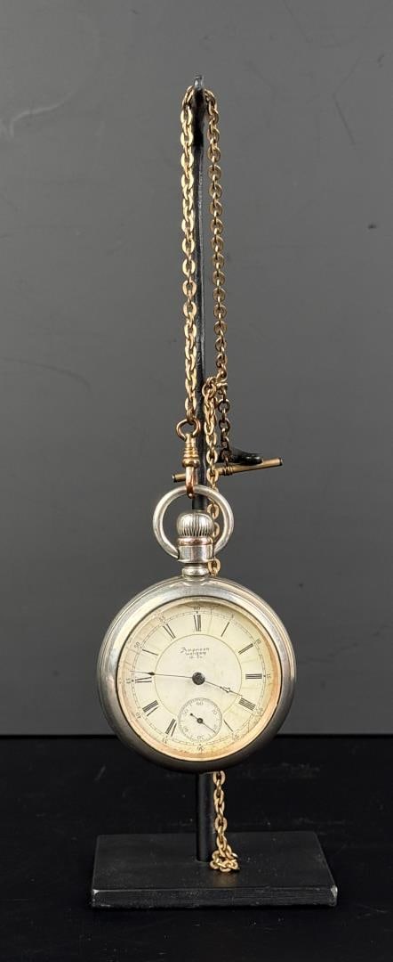 Waltham Crescent St. Coin Silver Pocket Watch: 18s, 15j, made in 1890. Working