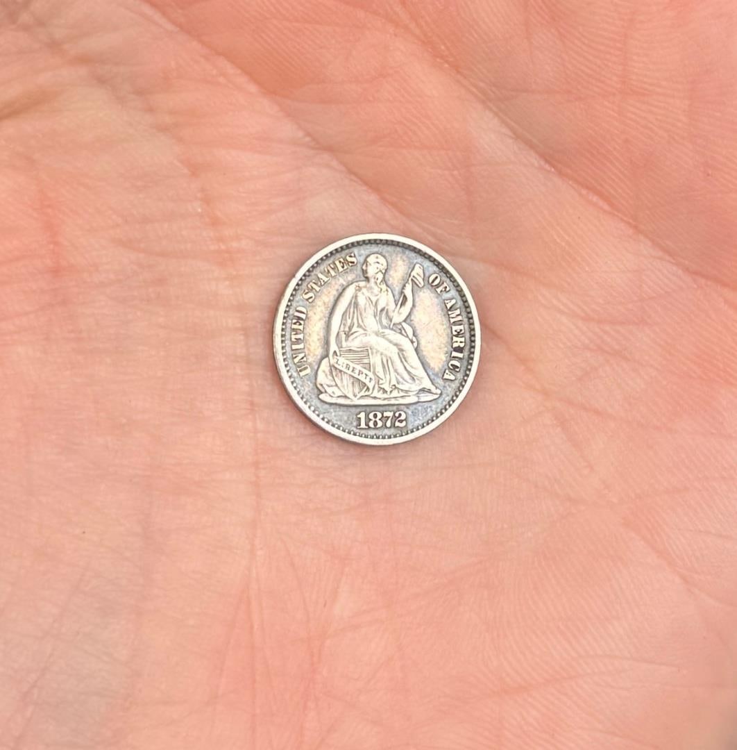 1872 S Seated Liberty Silver Half Dime: Nice example.