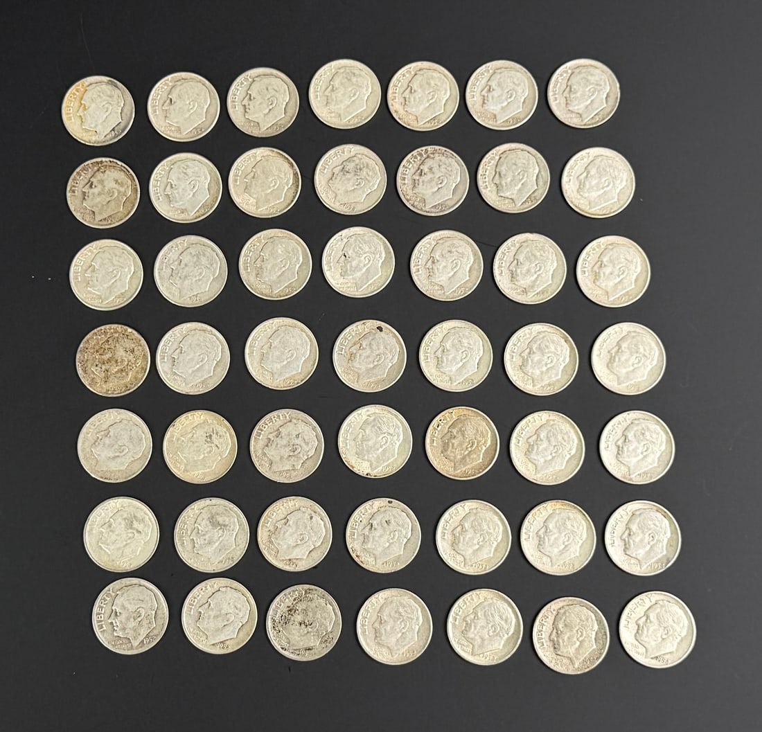Collection of 49 Roosevelt Silver Dimes: Nice grouping