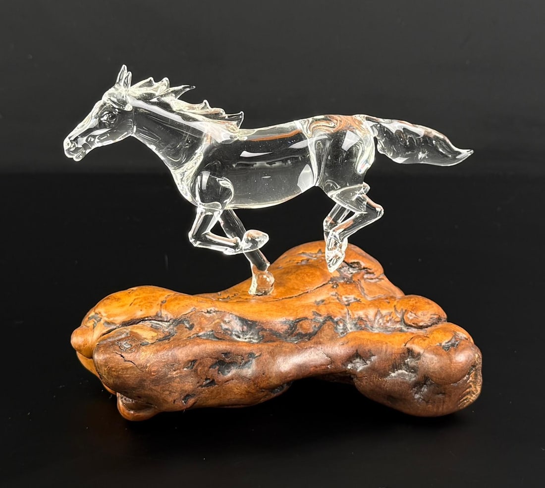 Shawn Tsai Wild Pony Art Glass Horse: 4 1/8" by 5" by 6 1/8" long.