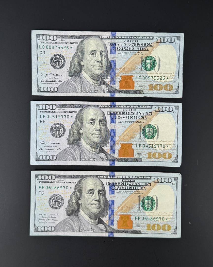 $300 Face Value $100 US Bank Star Note Bills: Lot requires payment via non credit card only.