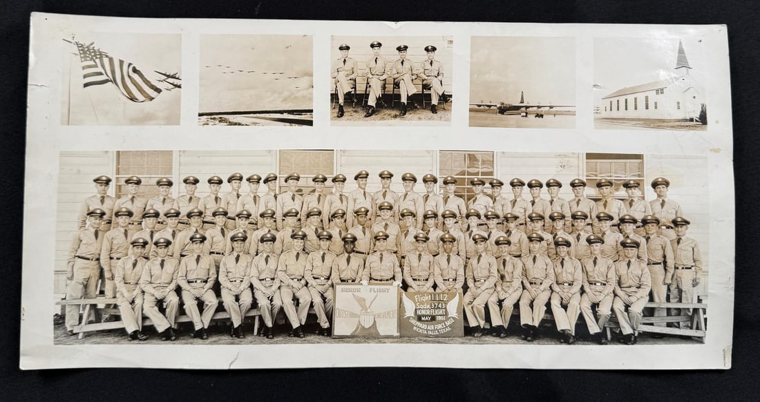 Korean War Sheppard Air Force Base Texas Photo: Squadron 3743 of Wichita Falls Texas, 1951. 10 1/8" by 20 1/8".