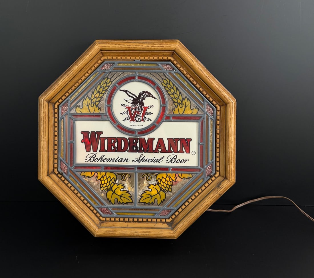 Wiedemann Bohemian Special Beer Lighted Sign: Light not working. 4 7/8" deep by 15 7/8" by 15 7/8".