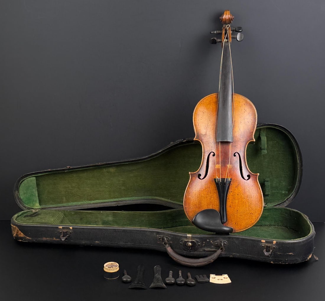 Johann Baptist Schweitzer German Violin: Nice old example with parts and case. 1814.