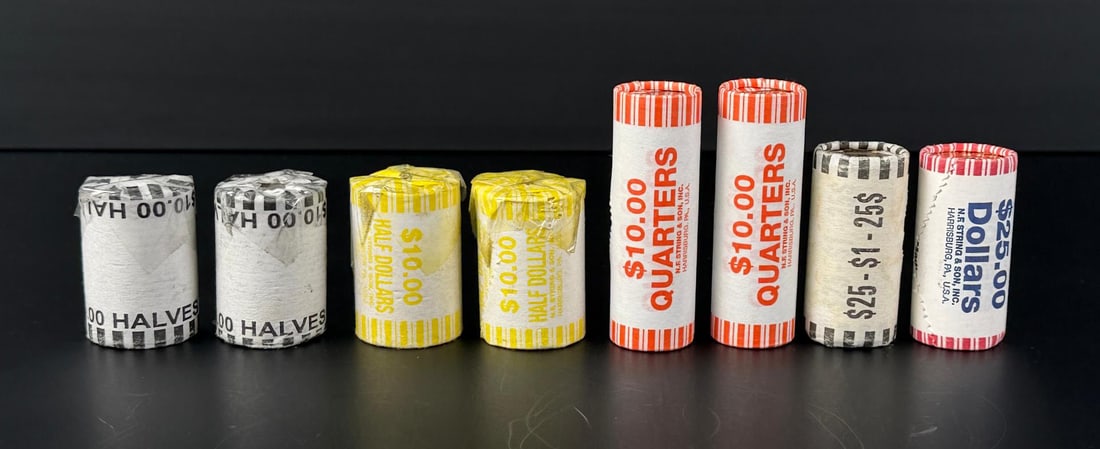 $110 Face Value Rolled US Coins: Half dollars have been resealed.