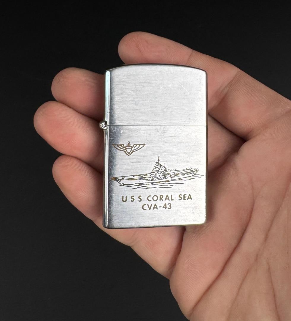1955 USS Coral Sea CVA-43 Barlow Lighter: 1 1/2" by 2 1/4".