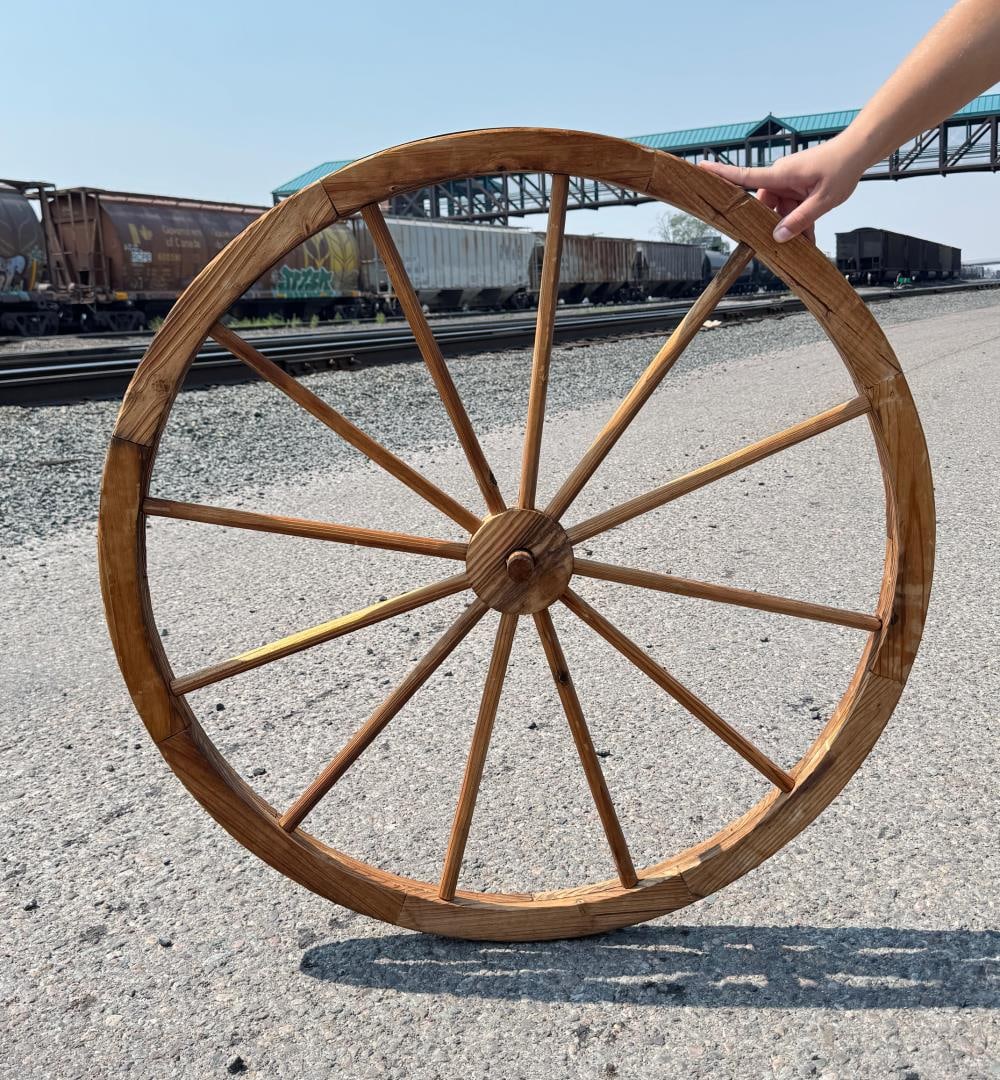 Montana Wood Wagon Wheel: 35 1/2" diameter.