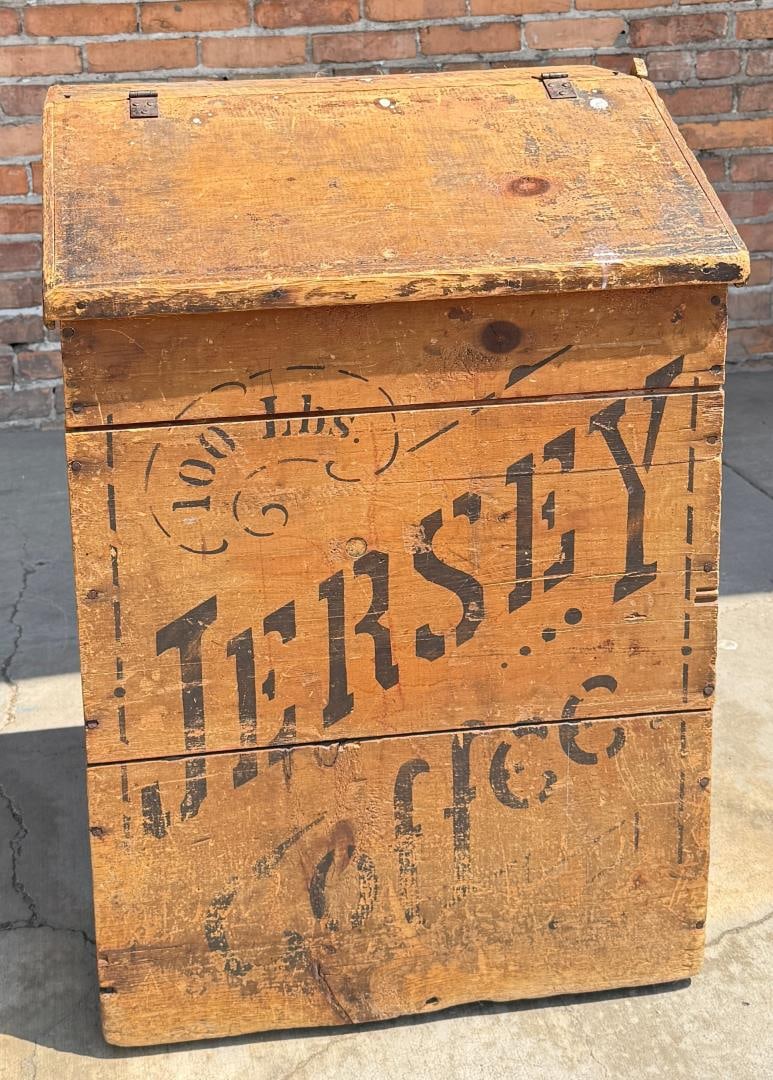 Jersey Coffee Wooden Store Display Bin: Cape Girardeau Missouri. 17" deep, 21 1/2" wide, 32" tall.