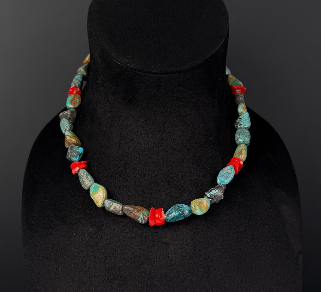 Turquoise and Coral Necklace (1 of 4)