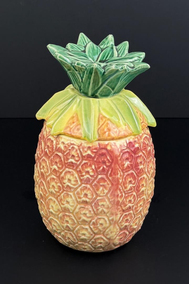 McCoy Pineapple Cookie Jar: 6 1/2" by 6 1/2" by 10 7/8".