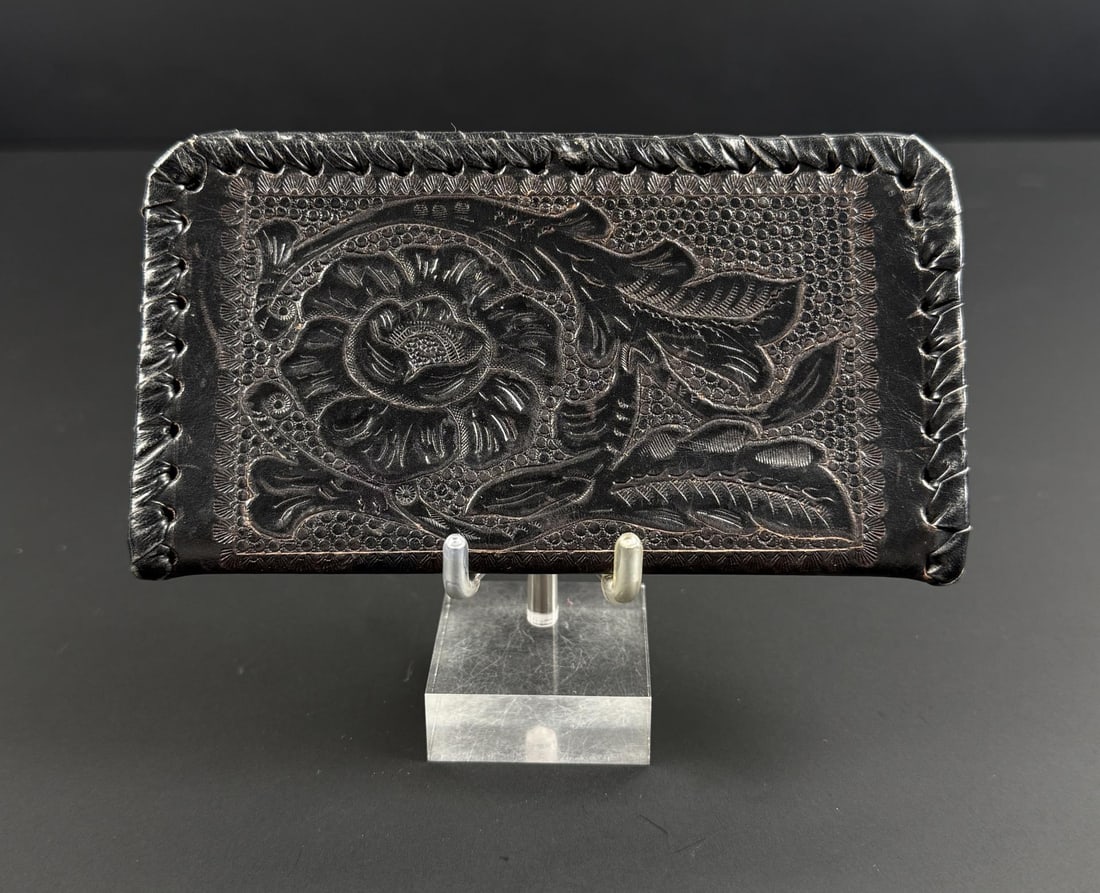 Tooled Leather Cowboy Checkbook Cover Wallet (1 of 6)