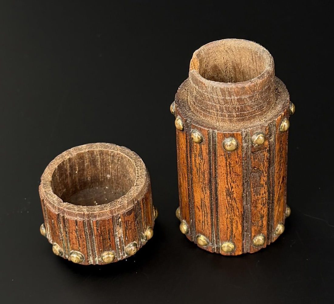 German Oak Studded Match Box - 2