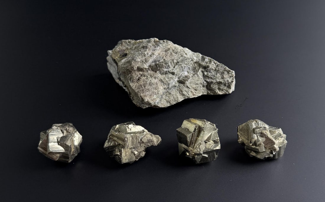 Cubic Pyrite Mineral Specimens: Nice grouping.