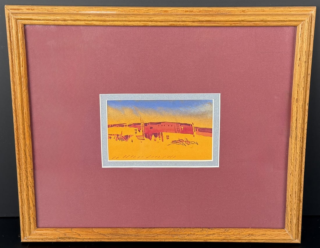 Buffalo Kaplinski Night Wash Watercolor Painting: Title is Night Wash. 2 1/2" by 4" unframed. 12" by 10" unframed. Watercolor on paper. Buffalo Kaplinski (Born 1943) is active/lives in Colorado, Illinois. Buffalo Kaplinski is known for Mod mountain l