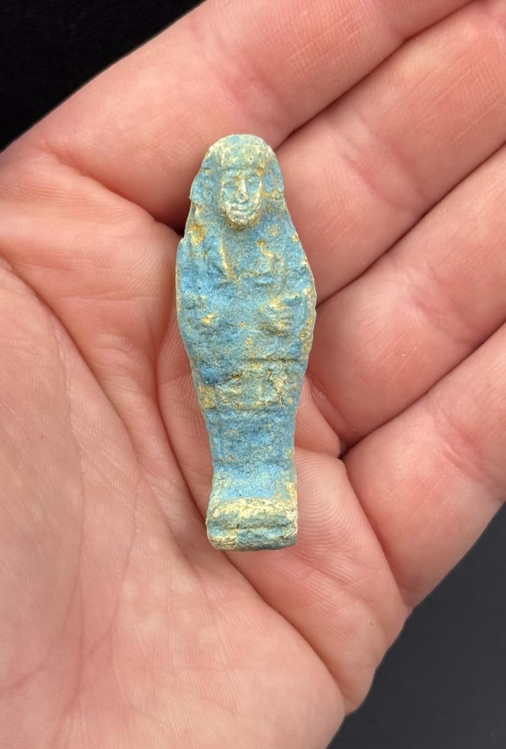 Ancient Egyptian Faience Pottery Shabti Ushabti: 2" long.