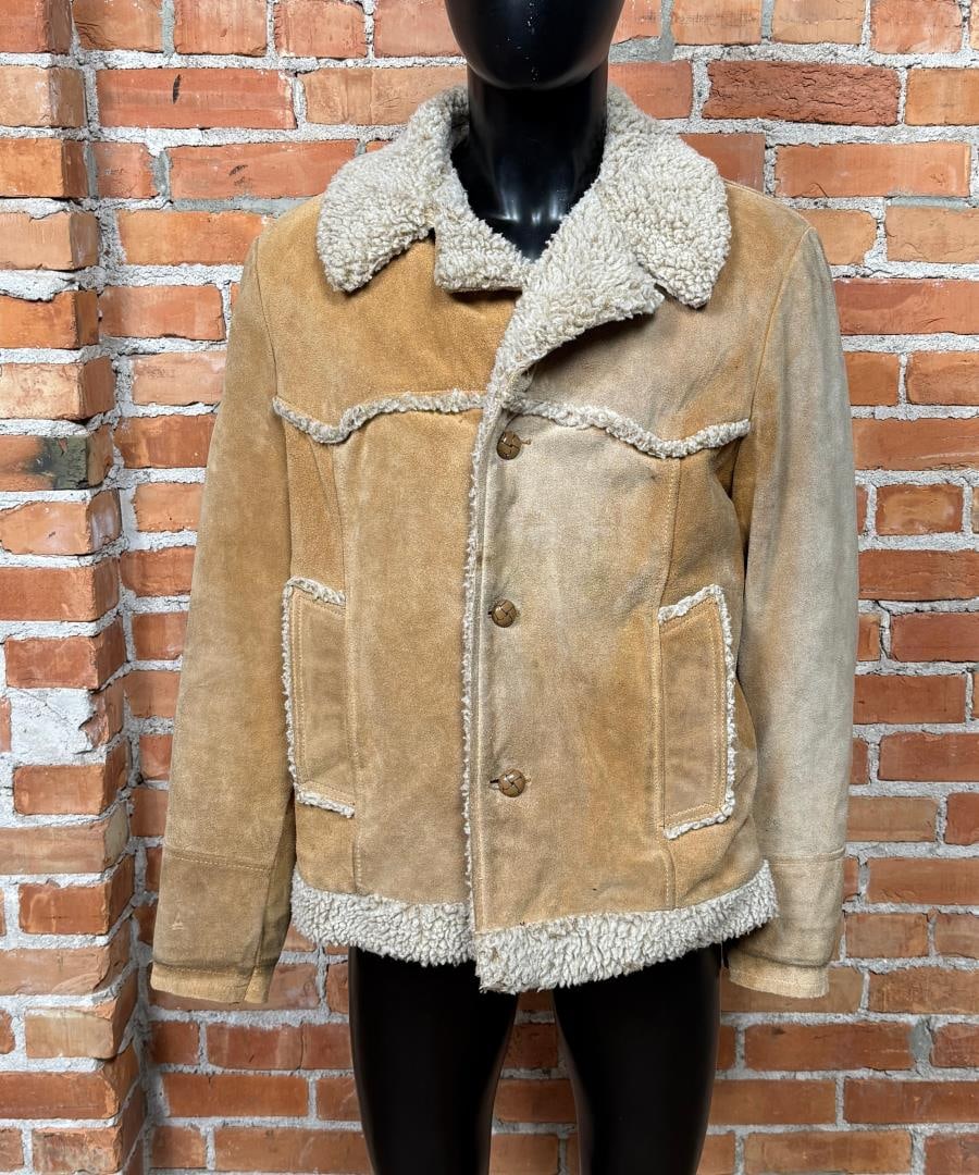 Vintage Marlboro Shearling Leather Jacket: Size 44